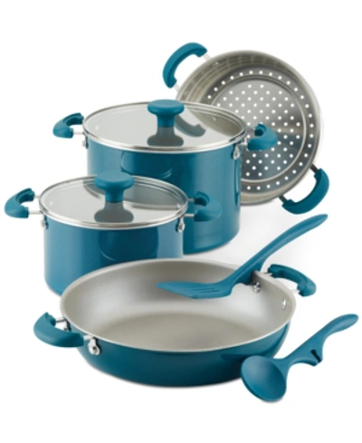 Rachael Ray Create Delicious Stackable Nonstick 8-pc. Cookware Set In Teal Shimmer