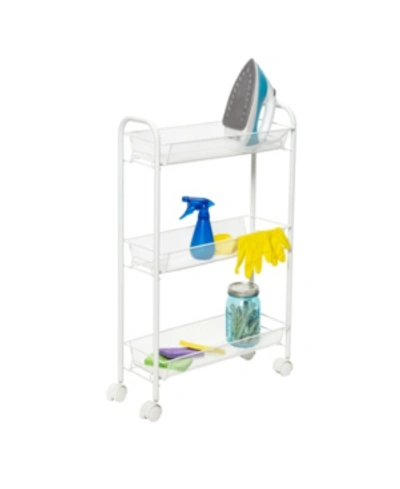 Honey Can Do 3-tier Mesh Narrow Rolling Storage Cart In White