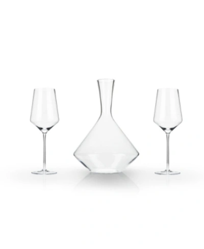 Viski Raye Bordeaux Wine Glasses & Decanter, Set Of 3 In Clear