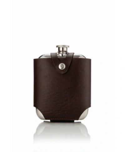 Viski Admiral Stainless Steel Flask And Traveling Case In Brown