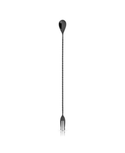 Viski Trident Bar Spoon With Twisted Stem Handle In Black