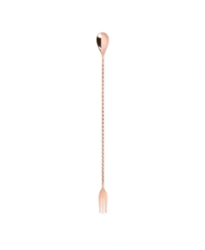 Viski Copper Trident Barspoon With Twisted Stem Handle