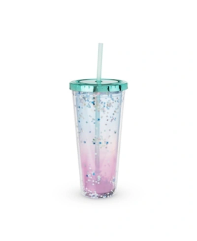 Blush Mermaid Glitter Drink Tumbler In Multi