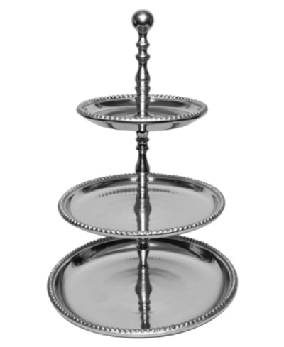 St. Croix Kindwer 22" Three Tier Beaded Aluminum Stand In Silver