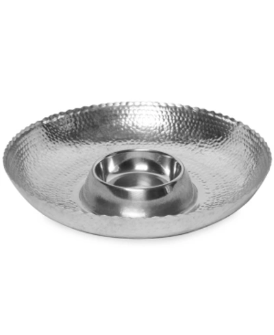 St. Croix Kindwer 16" Hammered Aluminum Chip And Dip Bowl In Silver
