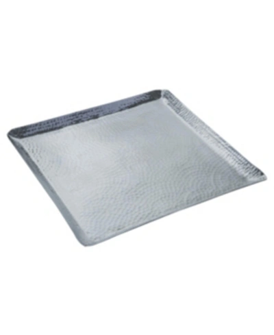 St. Croix Kindwer 15" Square Hammered Aluminum Tray In Silver