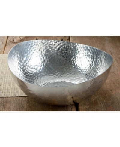 St. Croix Kindwer 14" Hammered Aluminum Bowl In Silver
