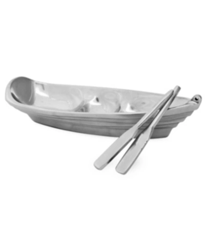 St. Croix Kindwer 13" Aluminum Boat Tray With 2 Oar Servers In Silver