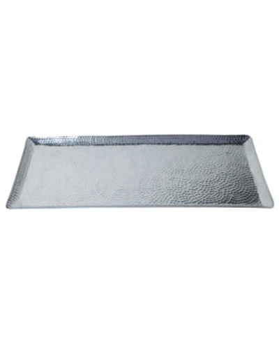 St. Croix Kindwer Rectangular Hammered Aluminum Tray In Silver