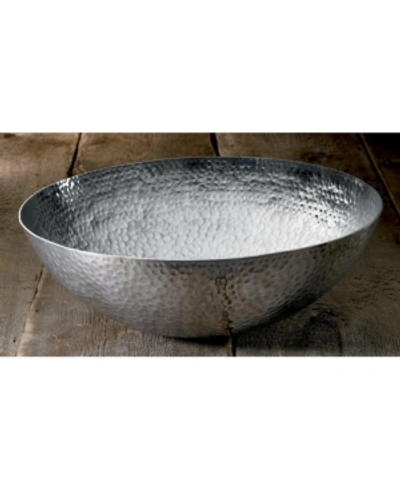 St. Croix Kindwer 20" Large Hammered Aluminum Bowl In Silver