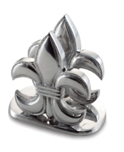 St. Croix Kindwer Elegant Fleur De Lis Napkin Holder In Silver