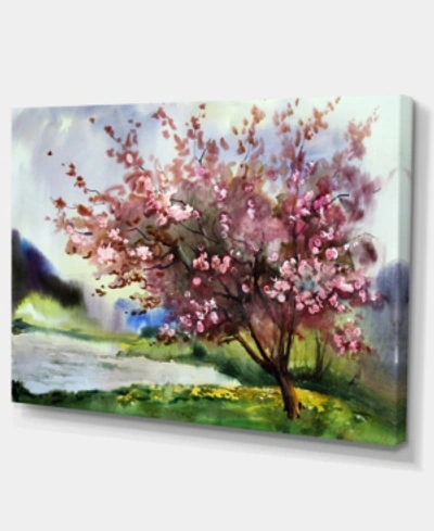 Design Art Designart Tree With Spring Flowers Floral Art Canvas Print In Pink