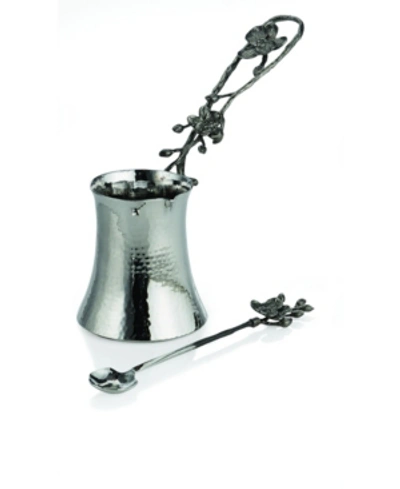 Michael Aram Black Orchid Coffee Pot & Spoon In Silver
