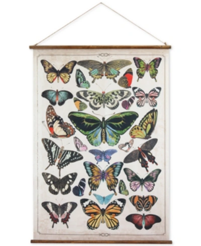 3r Studio Canvas And Wood Scroll Wall Decor With Butterflies And Jute Hanger, Multicolor In Open