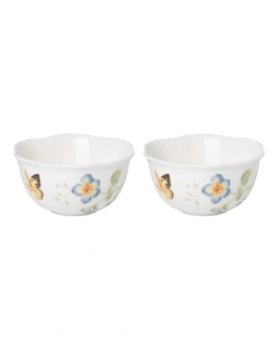 Lenox Butterfly Meadow Dessert Bowl Set/2, Macy's Exclusive In White W/multi-color Design