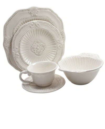 Jay Imports Baroque 20 Pc Dinnerware Set, Service For 4 In White