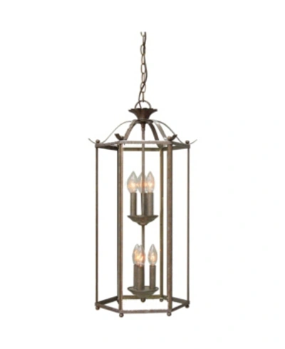 Volume Lighting 6-light Candle-style Hanging Cage Mini Chandelier Pendant In Khaki