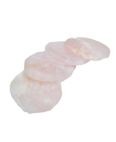 Nature's Decorations - Luxury Rose Quartz Coaster Set Of 4 In Pink