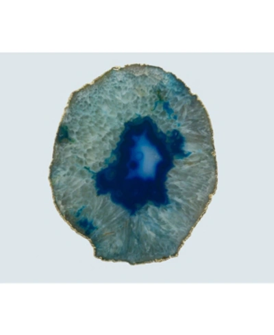 Nature's Decorations - Thick Large Agate Trivet In Teal