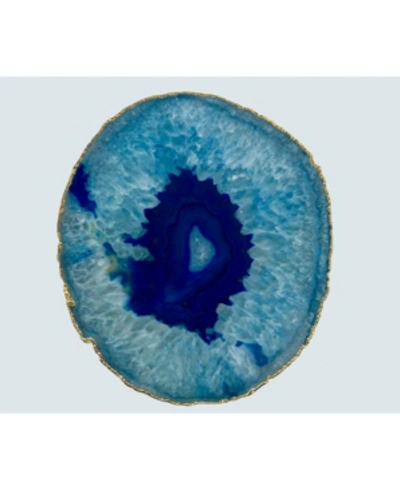 Nature's Decorations - Thick Large Agate Trivet In Blue