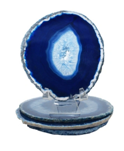 Nature's Decorations - Premium Medium Agate Coasters In Blue