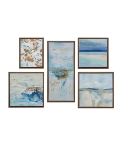 Jla Home Blue Horizon Gallery Art With Bronze Frame Set Of 5 In Blue Multi