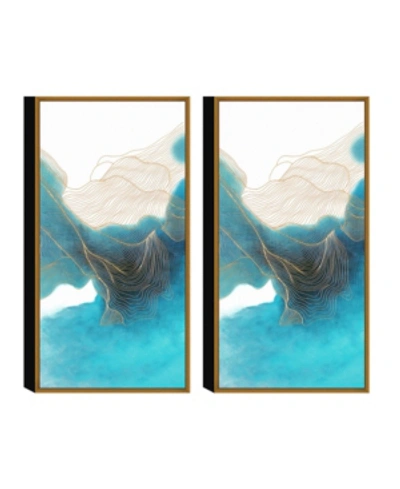 Chic Home Decor Ocean Waves 2 Piece Framed Canvas Wall Art Abstract -30" X 31" In Open Misce