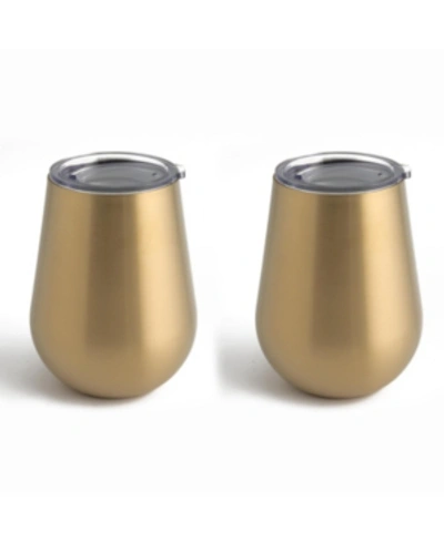 Thirstystone By Cambridge 14oz Champagne Gold Stainless Steel Stemless Wine Glasses, Set Of 2