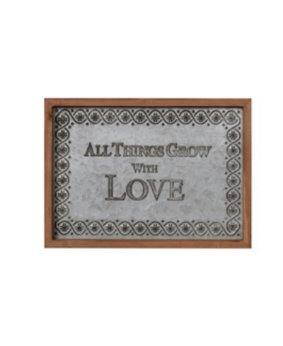 Danya B . "all Things Grow With Love" Framed Metal Art In Charcoal