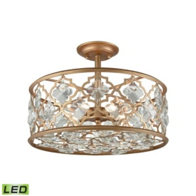 Elk Lighting Armand 4 Light Semi Flush In Matte Gold With Clear Crystal