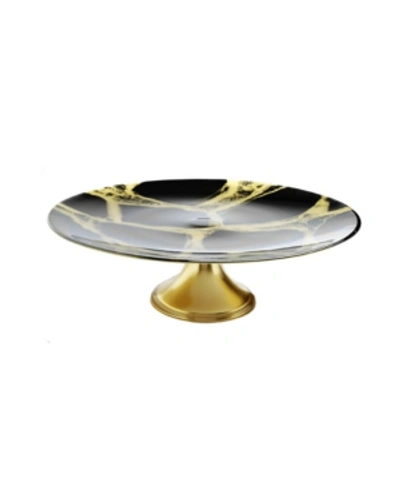 Classic Touch Marbleized Footed Cake Stand In Black