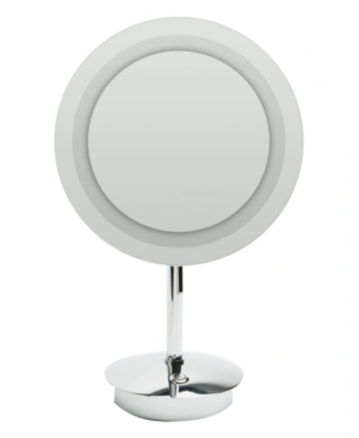 Alfi Brand Polished Chrome Tabletop Round 5x Magnifying Cosmetic Mirror With Light Bedding