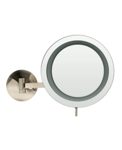 Alfi Brand Brushed Nickel Wall Mount Round 5x Magnifying Cosmetic Mirror With Light Bedding In Chrome