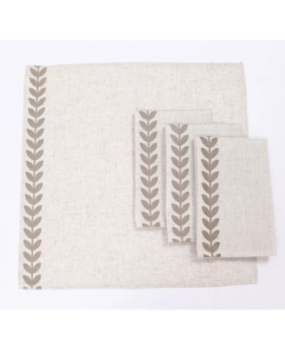 Manor Luxe Cute Leaves Crewel Embroidered Napkins 20" X 20", Set Of 4 In Linen Taup