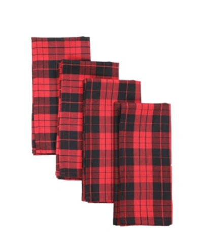 Manor Luxe Holiday Plaid Napkins 20" X 20", Set Of 4 In Red