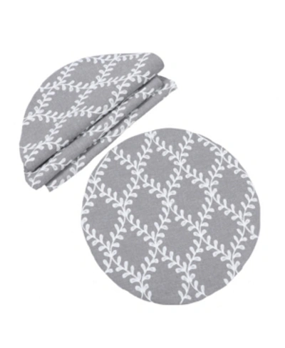 Manor Luxe Piluki Leaf Crewel Embroidered Placemats, Set Of 4 In Gray