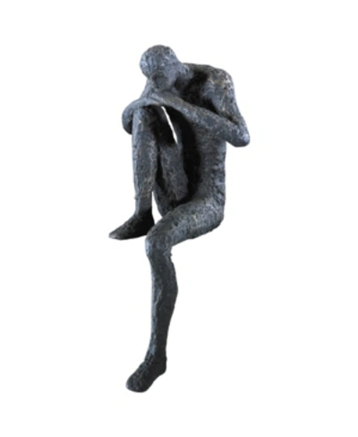 Cyan Design Thinking Man Shelf Sitter Sculpture In Bronze