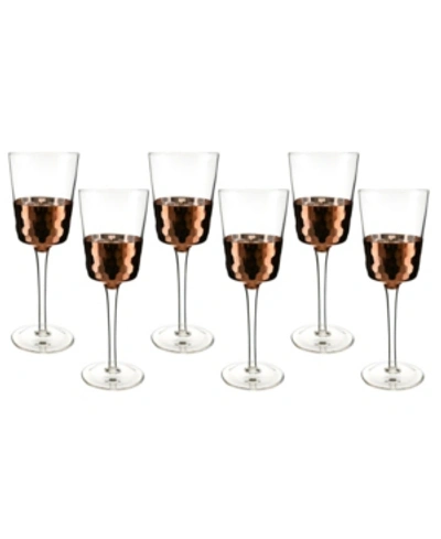 Three Star 6 Piece Set Of Wine Glasses In Copper