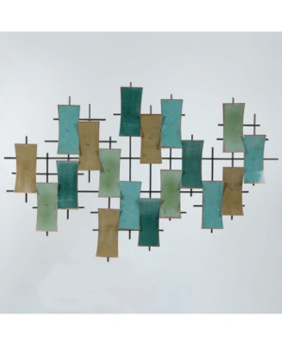 Luxen Home Metal Abstract Geometric Wall Decor In Teal