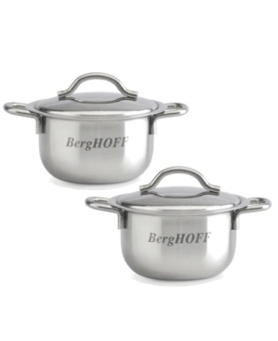 Berghoff Set Of 2 18/10 Stainless Steel Covered Mini Pots In Silver