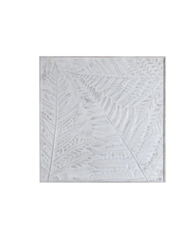 Luxen Home Leaf Inlay Square Metal Wall Panel In Off-white