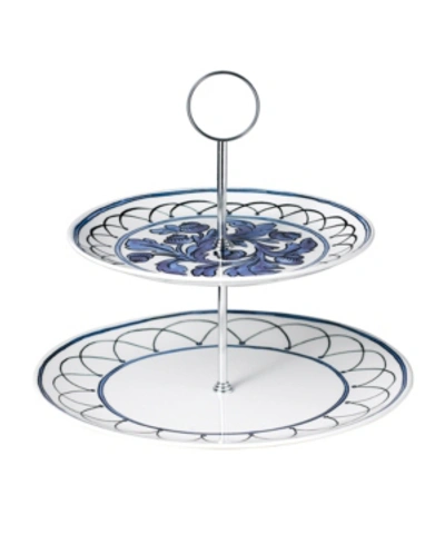 Twig New York Blue Bird 2-tiered Cake Stand In Multi