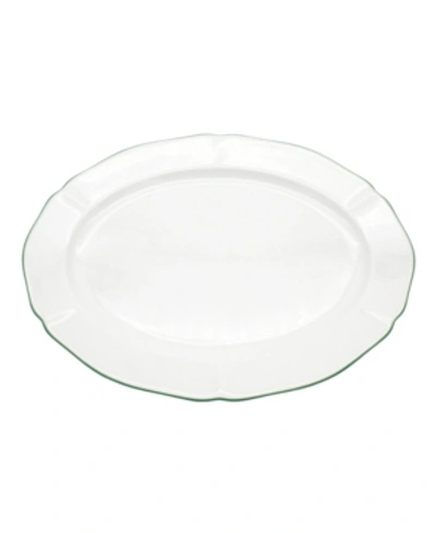 Twig New York Amelie Forest Green Rim 14" Oval Platter In White