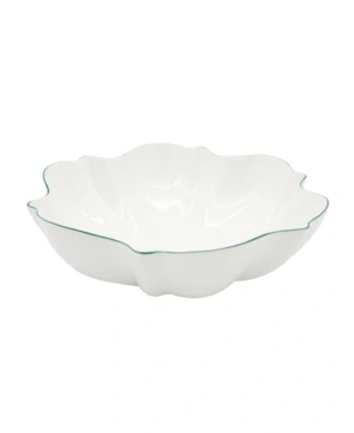 Twig New York Amelie Forest Green Rim Serving Bowl In White