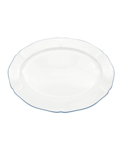 Twig New York Amelie Royal Blue Rim 14" Oval Platter In White