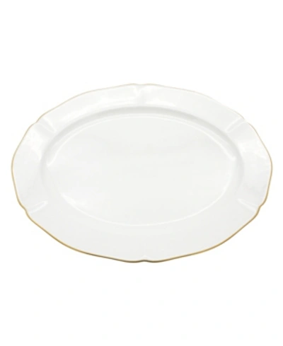 Twig New York Amelie Brushed Gold Rim 14" Oval Platter In White With 24k Gold Rim