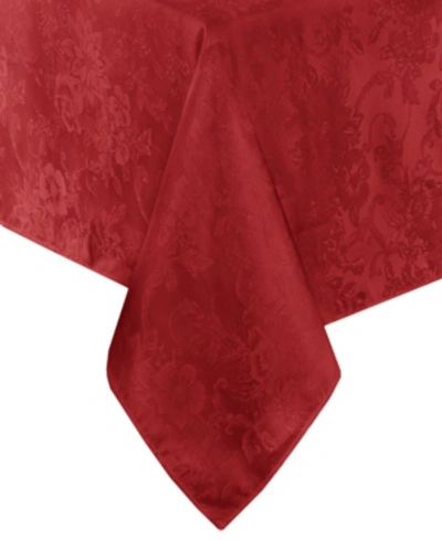 Elrene Poinsettia Elegance Jacquard Holiday Tablecloth In Red