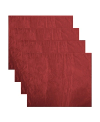 Elrene Poinsettia Elegance Jacquard Holiday Placemat, Set Of 4 In Red