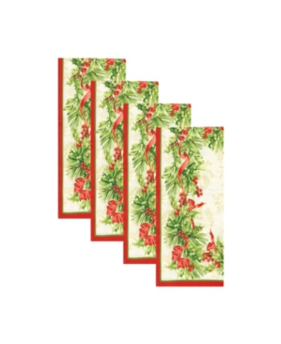 Elrene Holly Traditions Holiday Napkins, Set Of 4 In Multi