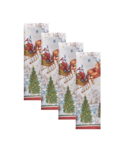 Elrene Santa's Snowy Sleighride Napkins, Set Of 4 In Multi